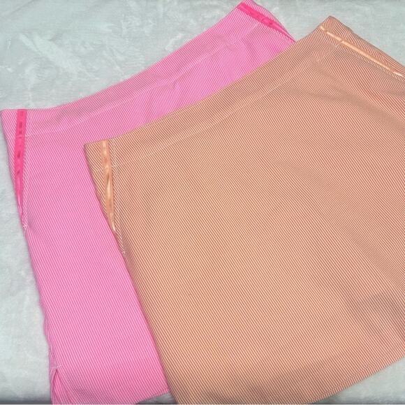 2 Lady Hagen Golf Tennis Skirt Pink Orange Stripes Pockets Skort Womens Size 12 - Picture 1 of 11